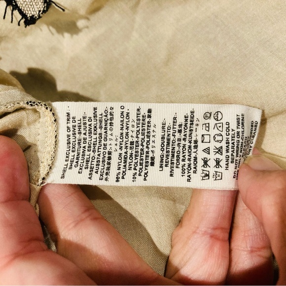 Free People deco lace black with cream underlay mini dress. Flared sleeves. 6 - Picture 11 of 11